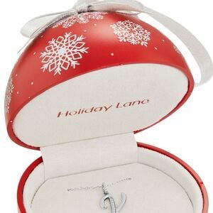 Holiday Lane Red Ornament Jewelry Box sterling silver letter K